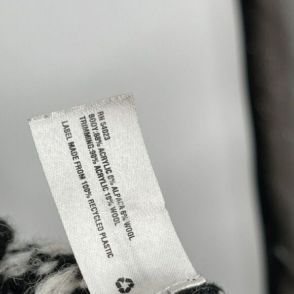 Gap Chevron Knit Open Front Oversized Cardigan Sweater Wool Alpaca Black White - Picture 7 of 7